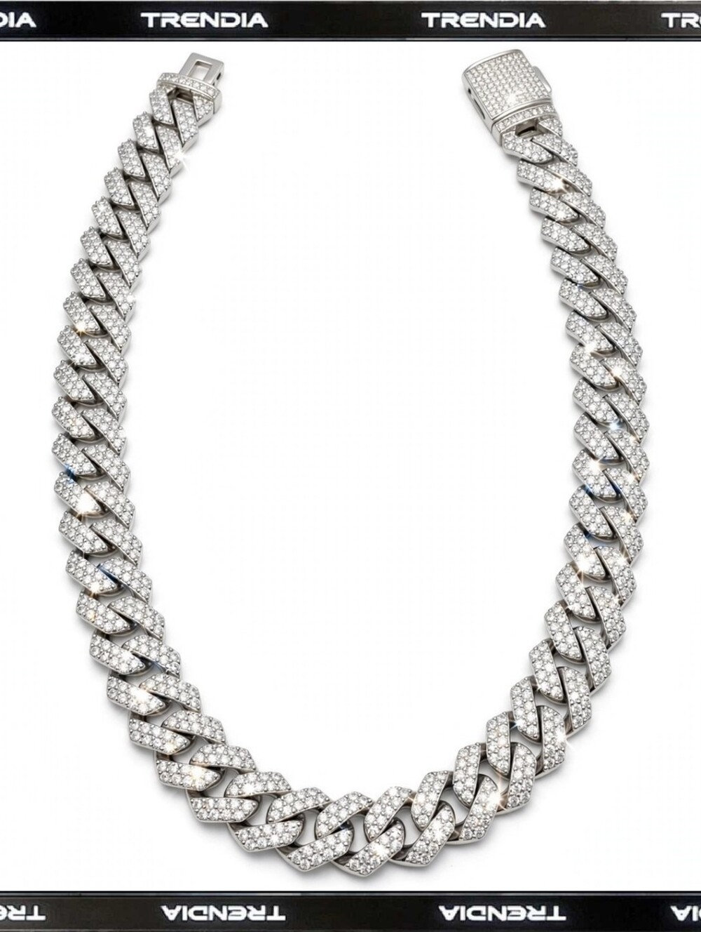 Trendia Silver Pave Cuban Link Necklace